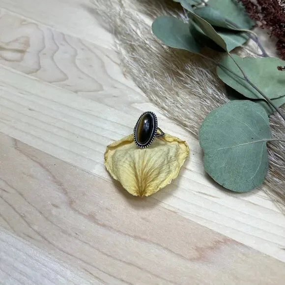 Vintage Clark and Coombs C&C Sterling Silver Elongated Agate Ring Size 4.75 - Picture 5 of 10